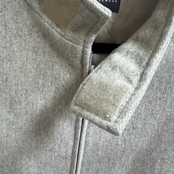 Bossini Women’s Oatmeal Wool Blend Suit Jacket Blazer Sz 9 Full Zip High Neck - Picture 4 of 7